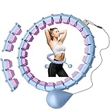 Smart Hoop Reifen Erwachsene Mit Gewicht Kugel,Ultra Leiser Hoola Hoop zum abnehmen Mit 32 Abnehmbaren Segmenten,Hullahub Reifen Zum Abnehmen Max Taillenumfang 165cm(Blaulila)