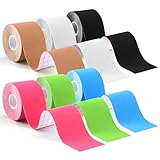 6 Rollen Kinesiologie Tape, 5cm x 5m Kinesiotapes Wasserfest & Hautfreundlich für Knie, Schulter, Body, Plantar, Muskelunterstützung, Gelenk, Knieschmerzen, 6 Farben