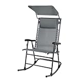 SVITA Schaukelstuhl faltbar Outdoor mit Sonnenschutz Kopfstütze Armlehne Dunkelgrau