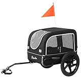 Hundeanhänger für Fahrrad für Kleine und Mittelgroße Hunde - 23kg, Faltbarer Fahrradanhänger Hunde mit Schnellverschluss-Rädern, Ideal für Fahrradtouren und Outdoor-Aktivitäten, Schwarz