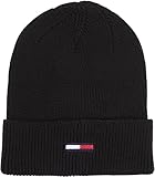 Tommy Jeans Damen Strickmütze Tjw Elongated Flag Beanie Wintermütze, Schwarz (Black), Onesize