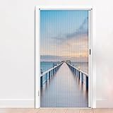 Einziehbare Falttür mit gemustertem Vorhang, ohne Bohren, Akkordeon-Türen für Esszimmer, Speisekammer, Küche, temporäres Tor, Raumteiler (B - 113,5 cm)