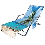 Fansu Schonbezug für Gartenliege, Ozean Druck Frottee Handtuch für Sonnenliege Mikrofaser Schnelltrocknend Strandhandtuch mit 2 Taschen, Strandtuchfür Schwimmbäder, Strände, Gartenhotels