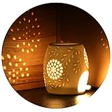 ecooe Aromalampe Teelichthalter Duftlampe aus Keramik weiß...