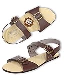 Pantoffelmann DDR Römersandalen I Braun I Größe 44 I Bequeme Barfuß-Sandalen für Damen & Herren I Hochwertige Riemchensandalen aus echtem Leder I Zeitlose Schuhe mit verstellbaren Riemen