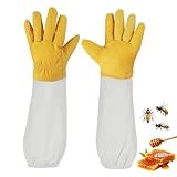 HO-SFSM 1 Paar Imkerhandschuhe aus Ziegenleder, Bienenzucht Handschuhe, Stichfeste Imkereibedarf 48 cm Länge für Herren und Damen für die Gartenarbeit