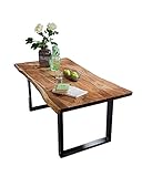 SAM Baumkantentisch 160x85 cm Quarto, nussbaumfarbig, Esszimmertisch aus Akazie, Holz-Tisch mit schwarz lackierten Beinen