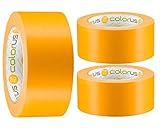 3 x Colorus Profi Maler-Goldband Soft Tape | Maler Abklebeband 50 mm x 50 m UV beständig | Klebeband für gestochen scharfe Farbkante | Lackierband Lackier-Klebeband Lack-Abdeckband