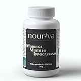 NOURIVA® Moringa Pulver 60 Kapseln mit schwarzer Heidelbeere und Rosskastanie für geschwollene und schwere Beine, Mikrozirkulation Kapillaren, starkes Antioxidans, hohe Konzentration, hergestellt in