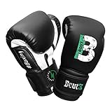 BOUT3® Kinder Boxhandschuhe | Kickboxen, Muay Thai Sparring, Training | Boxsack - Sandsack | Kampfsport, Punchinghandschuhe Coachinghandschuhe für Jungen, Mädchen (Schwarz, 4 Oz (4-6 Jahre))