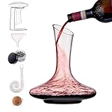 Oak & Steel - Premium Wein Dekanter Weinbelüfter Geschenkset mit Trockenständer & Zubehör (Groß, 1,8L) - Stabiles & Hochwertiges Kristallglas Weinkaraffe - Maximale Weinbelüftung