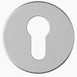 Runde Klebe-Rosette aus Edelstahl K320 geschliffen, mit 3M VHB-Kleber, PZ-gelocht, Maße 55 x 55 x 2,5 mm – ideal für Türen, einfache Montage für Heimwerker und Profis, rostfrei & hochwertig