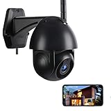 Outdoor Sicherheitskamera, Nachtsicht Überwachungskameras mit Bewegungserkennung und Bewegungsverfolgung, WLAN-Verbindung mit 360° Blickwinkel, 2-Wege-Audio,