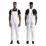 Latzhose Herren Träger Arbeitsoverall Uniformen Wasserabweisend Overall mit Taschen Overalls Schweißanzug Werkstatt(Ivory,XL)