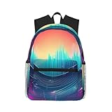 ZISHAK Twister Rucksack, gepunktet, leicht, bequem, lässig, Alltagszubehör, Tagesrucksack für Damen und Herren, Coole Musik Sound Wave, One size