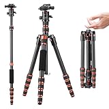 K&F CONCEPT 152cm Carbon Stativ, Leichtes Tripod, Flexibles Kamera Stativ mit 360° Kugelkopf, 1/4'' Gewinde, Tragtasche für DSLR Camera A225C0+BH-25L