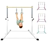 HomeSun Gymnastikstange für Kinder Robuste Kip Bar mit Ringen horizontale Turnreck für Heimtraining Höhenverstellbar 90-150cm Trainingsgerät bis 100 kg Alter 3-15 (Reck, SchneeWeiß)
