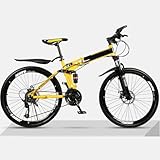 Mountain Folding Bike 26 Zoll 30 Gang Soft Tail Rahmen Integriertes Rad Scheibenbremse Modell Geeignet für Männer und Frauen A,21-Speed