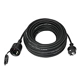 Verlängerungskabel Outdoor 20m für den Außenbereich, Gummi Verlängerung Stromkabel mit Schuko Stecker, IP44 Verlängerungsleitung 3G1,5 mm² Kabel, Elektrokabel außen, mit Schutzkappe, 3500w, Schwarz