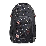 coocazoo Schulrucksack Joker „Sprinkled Candy“, schwarz-rosa, ergonomischer & anpassbarer Tornister, höhen- & größenverstellbar, mit Brustgurt & Hüftgurt, ab der 3. Klasse