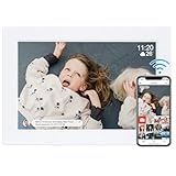 Digitaler Bilderrahmen 10,1 Zoll WLAN Elektronischer Fotorahmen 1920x1200 Hochauflösend IPS Bildschirm, Automatischer Rotation, Teilen von Bildern, Musik, Videos, Geschenk (weiß)