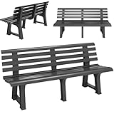 Casaria® Gartenbank Sitzbank Wetterfest Kunststoff 240kg Belastbarkeit Rückenlehne 3-Standfüße 145x46cm Garten Balkon Bank Ergonomisch Anthrazit