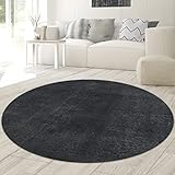 Teppich-Traum kreisförmiger Designerteppich PFLEGELEICHT, in anthrazit, 200 cm rund