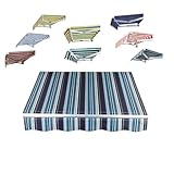 Einziehbare Markisen-Ersatz-Stoffabdeckung für Klemmmarkise Garten und Balkon, Sonnenschutz, gestreift, Blau, 2/2,5/3/4/5 m (6,5 x 5 ft/2 x 1,5 m)