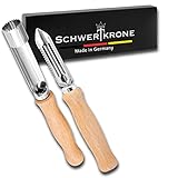 Schwertkrone 2er Set Apfelentkerner und Sparschäler mit Buchenholzgriff Edelstahl Rostfrei Made in Germany