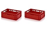 kistenkind 2x Fleischkiste E2 60x40x20 Metzgerkiste Eurofleischkiste rot inkl. Zollstock 2er Set