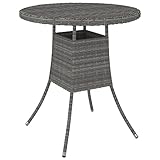 vidaXL Gartentisch Beistelltisch Balkontisch Gartenmöbel Tisch Terrassentisch Esstisch Rattantisch Outdoor Grau 70x70x73cm Poly Rattan