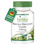 Fairvital | Bacopa Monnieri Extrakt 500mg - 90 Kapseln - Brahmi Kapseln - mit 20% Bacoside - vegan