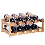 YunNasi Weinregal, Klein Flaschenregal Lagerung Halter, Natürliche Flaschenhalter aus Bambus, Wein Flaschen Regal für Küche Countertop Keller Bar Schrank (2 Etagen-8 Flaschen)