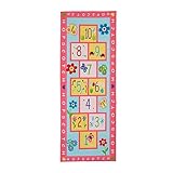 Relaxdays Kinderteppich, Spielteppich mit Hüpfspiel, 179 x 67 cm, Hüpfteppich fürs Kinderzimmer, Himmel und Hölle, bunt, Polyester, Kunststoff