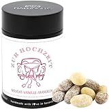 Hallingers Zur Hochzeit - Nougat-schokolierte Vanille-Mandeln handgemacht - fix und fertig als Geschenk (Dose) - Geschenk im Sommer & als perfektes Grillgeschenk | Hochzeit Glückwunsch Jahrestag Genes