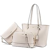 LOVEVOOK Handtasche Damen Schultertasche Shopper Tasche Tragetasche Damen Groß Designer Elegant Ümhängetasche Henkeltasche Set 3-teiliges Set - Beige