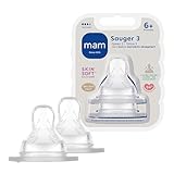 MAM Sauger Größe 3 im Doppelpack, Flaschensauger (Durchflussrate schnell), weicher Trinksauger passend für Flaschen/Trainer, ab 6+ Monate