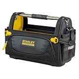 STANLEY FatMax Werkzeugtrage - Werkzeugtasche aus strapazierfähigen 600er Denier Nylon, schneller Zugriff auf das Werkzeug, mit rutschfestem Stahlgriff, verschließbare Seitenteile - FMST1-80146