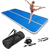 Jacgood AIR Tracking - 3M aufblasbar Airtrack Tumbling Matte, 10/20 cm Höhe Gymnastikmatte mit Luftpumpe Aufblasbare Sportmatte Turnmatte für Training/Outdoor/Yoga/Fitness usw (10CM Dicken)