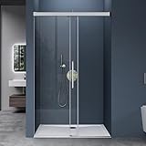 doporro Duschtür Nischentür dusche Duschabtrennung Duschkabine 120x195cm Duschwand Chrom ESG-Sicherheitsglas Duschabtrennung mit Soft-Close Klarglas inkl. Nano-Beschichtung Teramo12K-Plus
