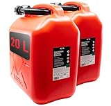 KOVA® 2x Benzinkanister 20L ROT Dieselkanister Reservekanister Kraftstoffkanister 20 Liter Wasserkanister für Benzin Diesel Wasser AdBlue, Auswahl: 5 10 10L ltr 5L 20-Liter-Kanister & Außgießer