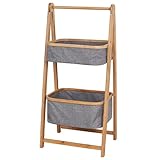 Wäschekorb mit Stoffbehältern und Handtuchhalter, A-Rahmen-Organizer für schmutzige Kleidung im Badezimmer oder Schlafzimmer