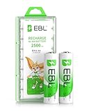 EBL AA Akku 2500mAh - wiederaufladbare AA Batterien Typ NI-MH 8 Stück, 1.2V Mignon Akkubatterien