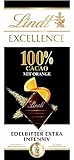 Lindt Schokolade EXCELLENCE 100 % Kakao und Orange Tafel | Extra intensiv | Mit 100 % Kakaoanteil und fruchtigen Orangen Stückchen | Dunkle Schokolade | Vegane Schokolade | Schokoladentafelc, 50g