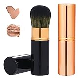 Einziehbarer Rougepinsel, 2 stück Reise-Make-up-Pinsel Flüssig-Grundierungspinsel Puderpinsel ausziehbarer Make-up-Pinsel mit Abdeckung Gesichtsmixer-Pinsel professioneller Concealer-Pinsel für Frauen