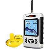 LUCKY Drahtloser Fischfinder Sonarsensor Tragbarer Sonar Fischfinder LCD Display Tiefenmesser zum Angeln Eisfischen Kajakfischen