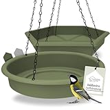 WILDLIFE HOME 2er Set Vogelfutterspender zum Aufhängen, Grün I Winterfest, XL Futterstation Vögel groß Garten Balkon - Vogeltränke frostsicher hängend für Wildvögel im Garten