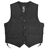 A-Pro Lederweste Unisex Motorrad Chopper Custom American Custom Schwarz S