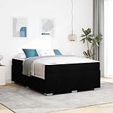 RMIHSJG Boxspringbett mit Matratze 160x200 cm Stoff Schwarz Modernes Schlafzimmer Bettgestell mit Lattenrost