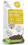 Bio Zitruserde 5 L mit Dünger - Mediterrane Pflanzenerde - 100% natürliche Rohstoffe - torfreduzierte Blumenerde & optimale Nährstoffversorgung für leckere Zitronen - Zitruspflanzenerde